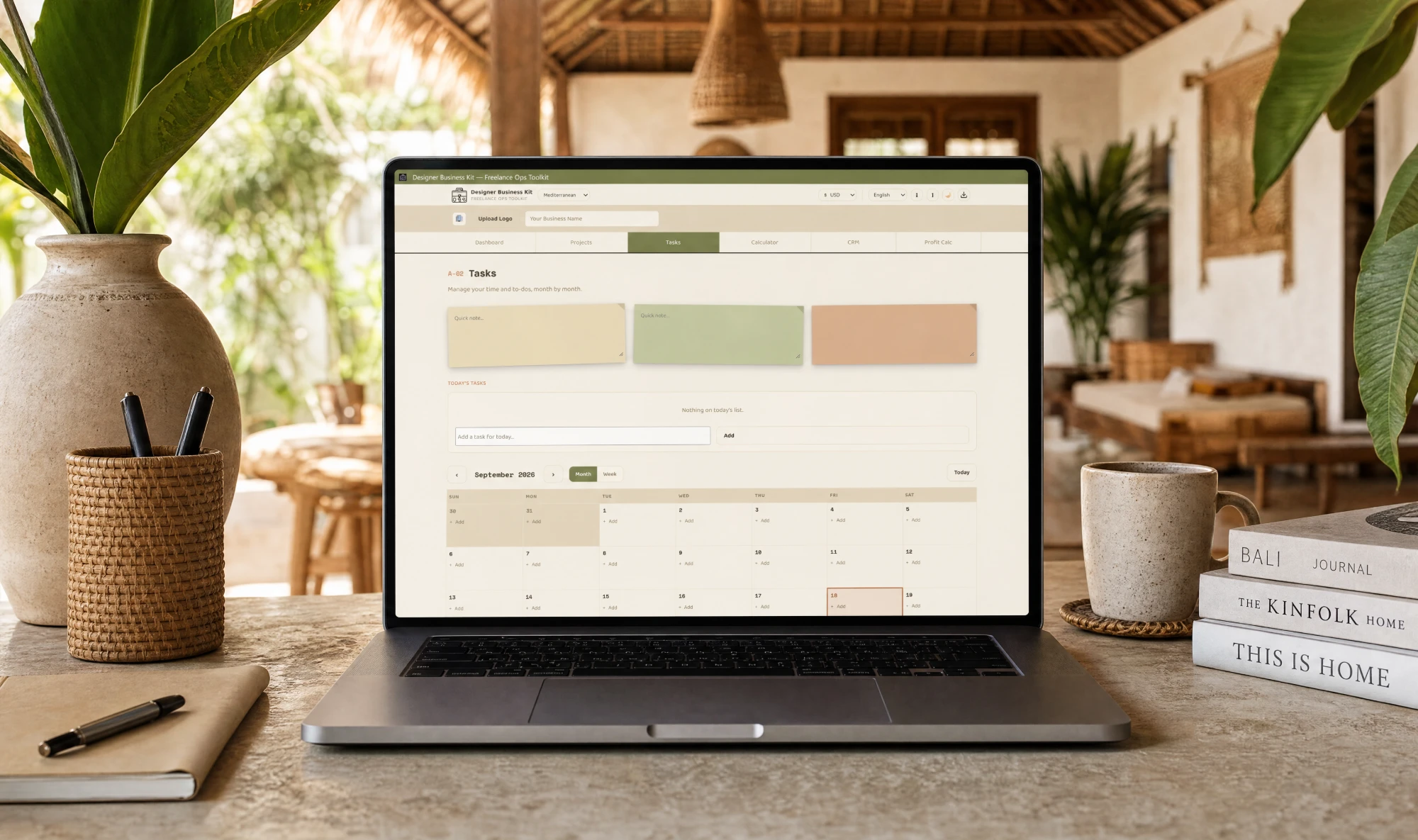 Designer Business Kit open on a laptop